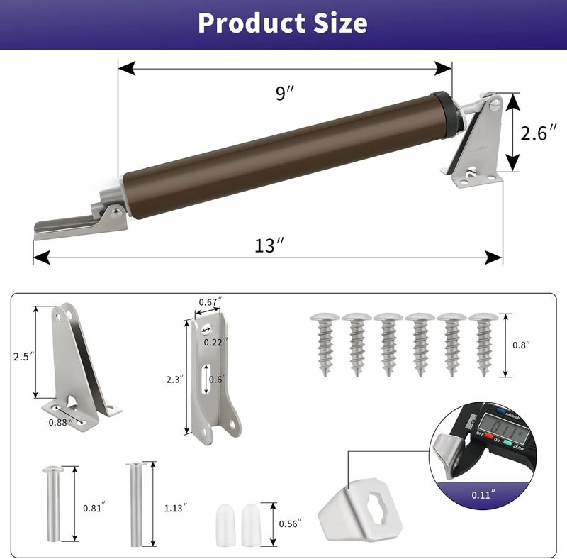 Dluno 1 Set Brown Screen Door Closers, Storm Door Closer Medium Duty Screen Door Shock Adjustable Cushion Speed Screen Door Pneumatic Closer, Screen Security Doors Storm Door Shocks Smooth Door Closer - Image 3