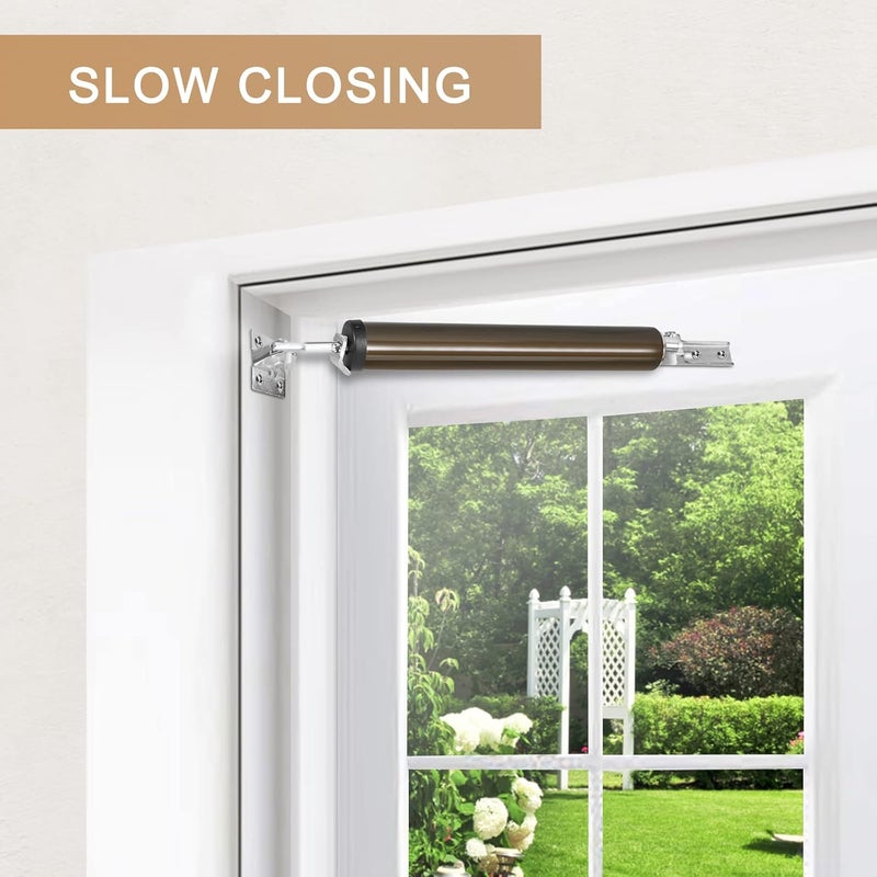 Dluno 1 Set Brown Screen Door Closers, Storm Door Closer Medium Duty Screen Door Shock Adjustable Cushion Speed Screen Door Pneumatic Closer, Screen Security Doors Storm Door Shocks Smooth Door Closer - Image 2