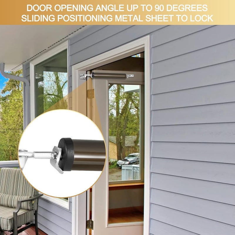 Dluno 1 Set Brown Screen Door Closers, Storm Door Closer Medium Duty Screen Door Shock Adjustable Cushion Speed Screen Door Pneumatic Closer, Screen Security Doors Storm Door Shocks Smooth Door Closer - Image 4
