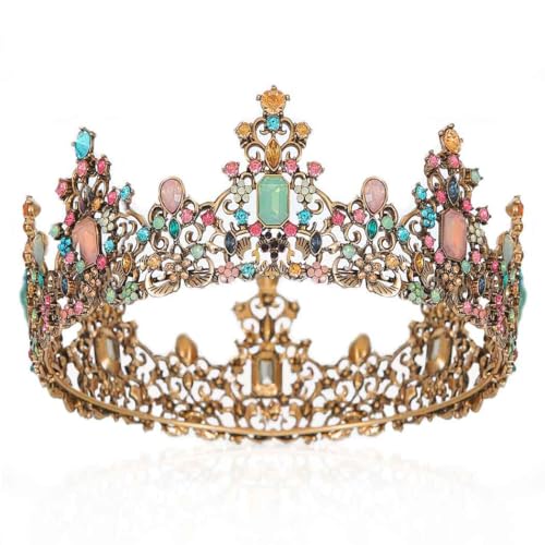Yean Baroque Rhinestone Crowns and Tiaras Gold Bridal Queen Crown Crystal Wedding Tiara Crown for Women - Image 1