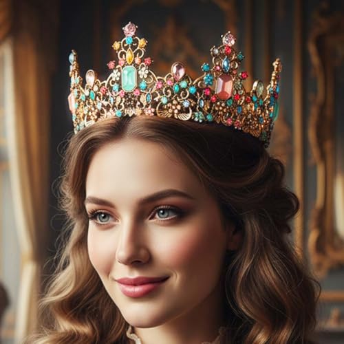 Yean Baroque Rhinestone Crowns and Tiaras Gold Bridal Queen Crown Crystal Wedding Tiara Crown for Women - Image 2