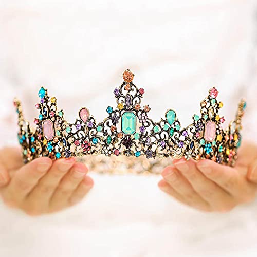 Yean Baroque Rhinestone Crowns and Tiaras Gold Bridal Queen Crown Crystal Wedding Tiara Crown for Women - Image 3