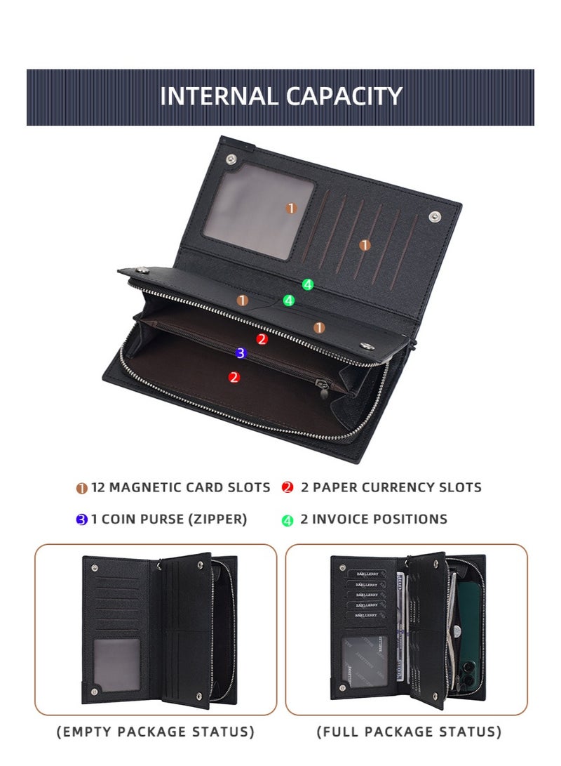 Wallet for Men, Long Slim Purse RFID Blocking Card Holders Gift - Image 4