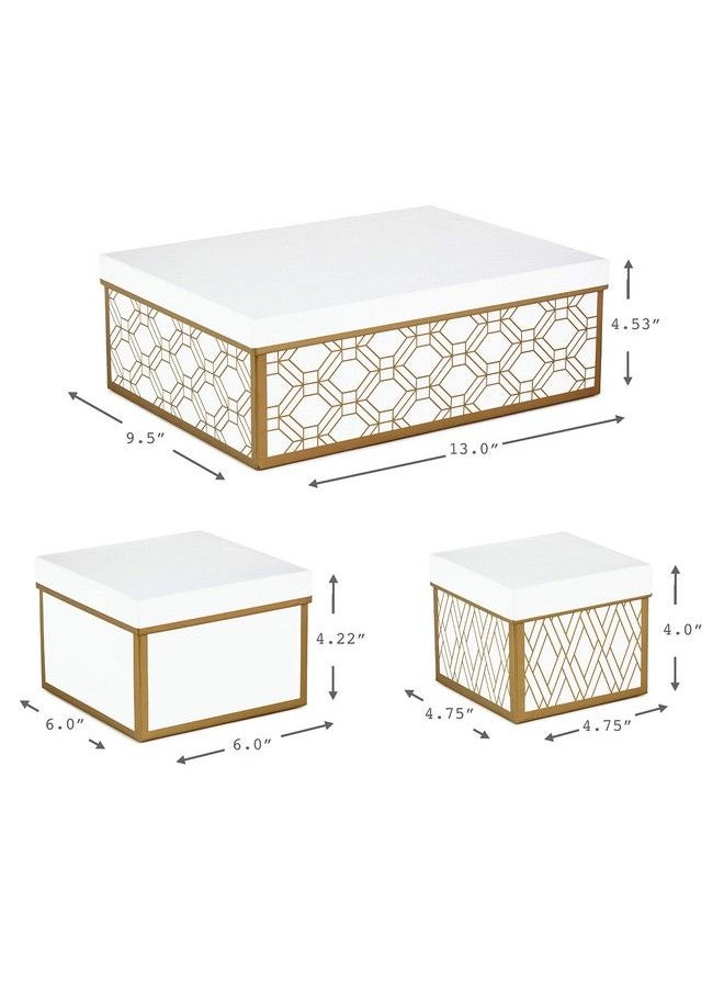 Hallmark Nested Gift Boxes With Lids And Fill (Set Of 3 White And Gold Assorted Sizes) For Valentine'S Day Weddings Bridal Showers And More  - Image 4