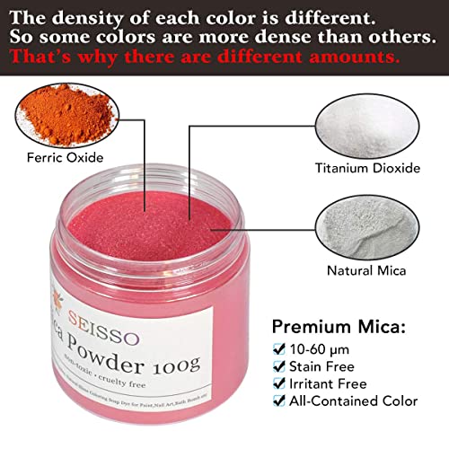 SEISSO Pink Mica Powder for Epoxy Resin 3.5 oz /100g Powdered Pigment for Soap Colorant Bath Bomb Dye, Cosmetic Grade for Lip Gloss, Acrylic Nails Polish, Craft Projects - Image 2