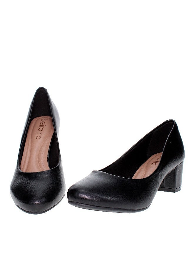 Beira Rio Beira Rio Ladies Mid Heel Shoes Black | Made In Brazil  - Image 4
