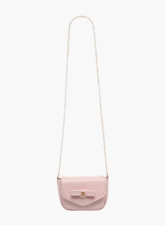 Flora Bella By Shoexpress Girls Bow Accent Crossbody Bag with Chain Strap and Flap Closure  - Image 2