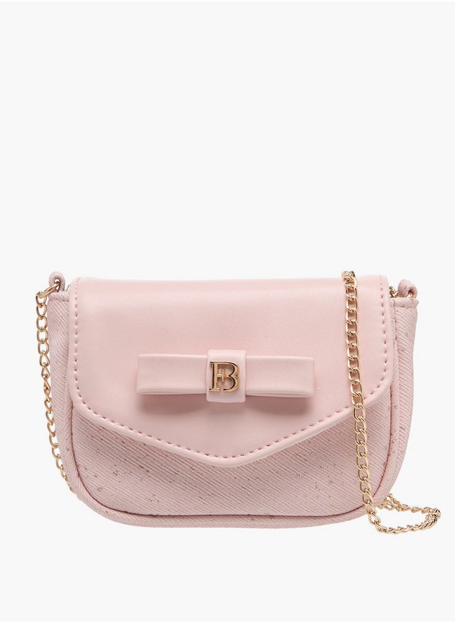 Flora Bella By Shoexpress Girls Bow Accent Crossbody Bag with Chain Strap and Flap Closure  - Image 1