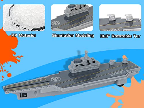 Crelloci Aircraft Carrier Military Naval Ship with Pull Back Army Fighter Jet Toy Small Scale Model Plane Submarine Kids' Play Vehicle Set for Boy Girl Children - Image 3
