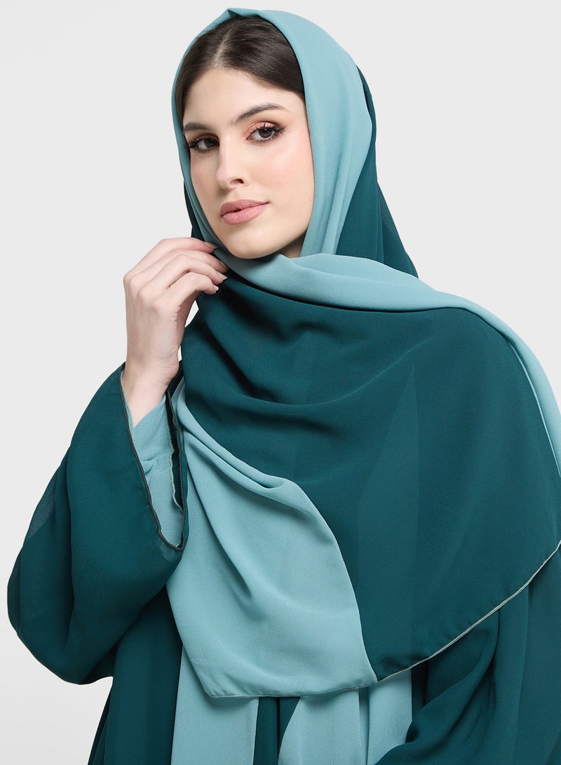 Khizana Two Toned Abaya With Sheila - Image 4