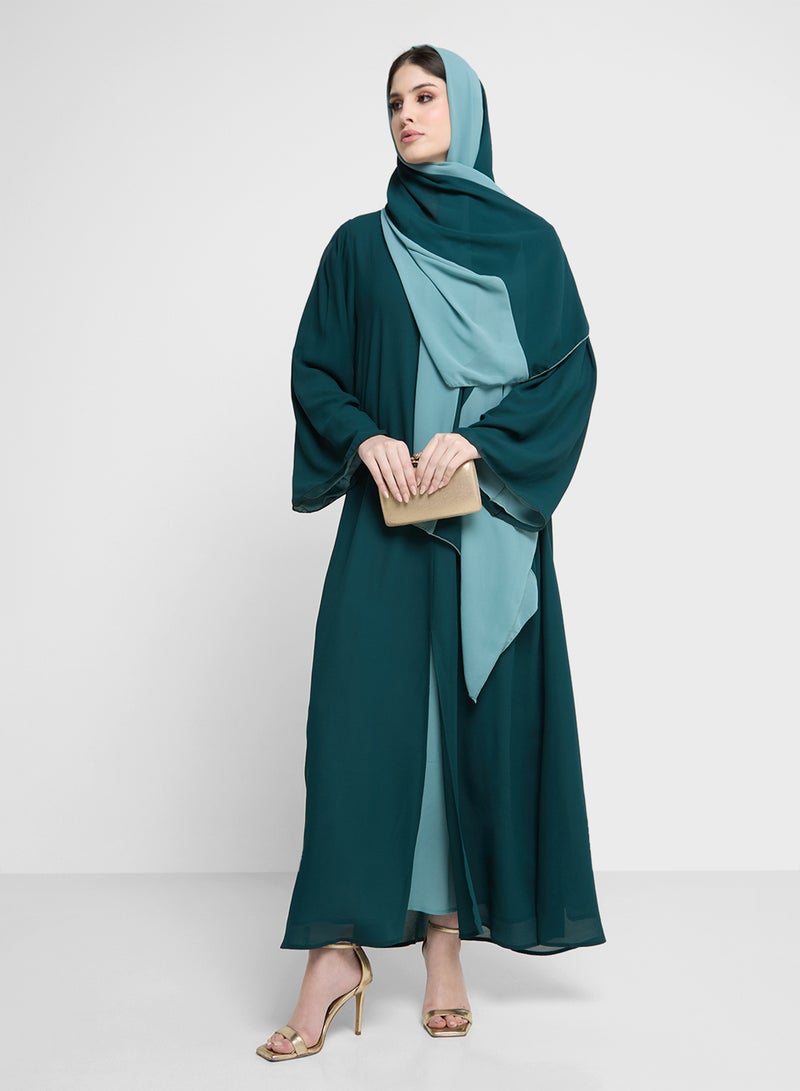 Khizana Two Toned Abaya With Sheila - Image 1