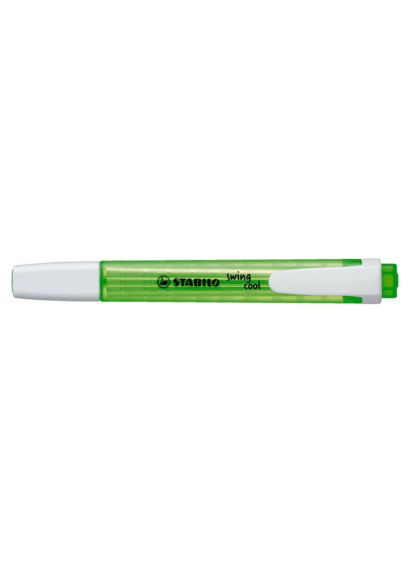 STABILO Highlighter Pen - Swing Cool Pack of 10 Green Highlighters , Anti-Dry Out , for Drawing Illustrations , Note Taking  - Image 1
