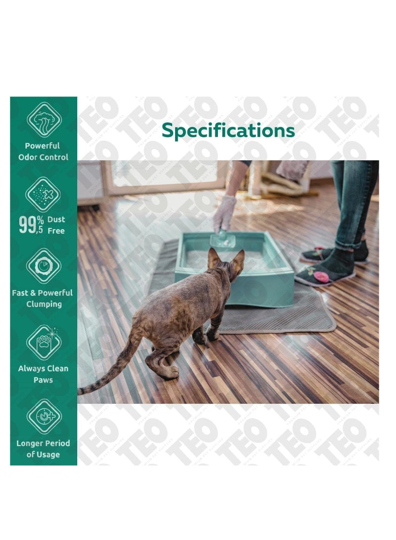 Teo Premium Pet Supplies Felin Cat Litter Clumping 100% Natural Bentonite Clumping 99.5% Dust Free Forever Fresh Pet Friendly Fighting with Odors Natural Odorless Scented 5 L - Image 2