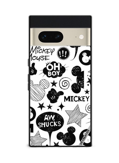 Protective Case Cover For Google Pixel 7 Monochrome Mickey Pat Design Multicolour
