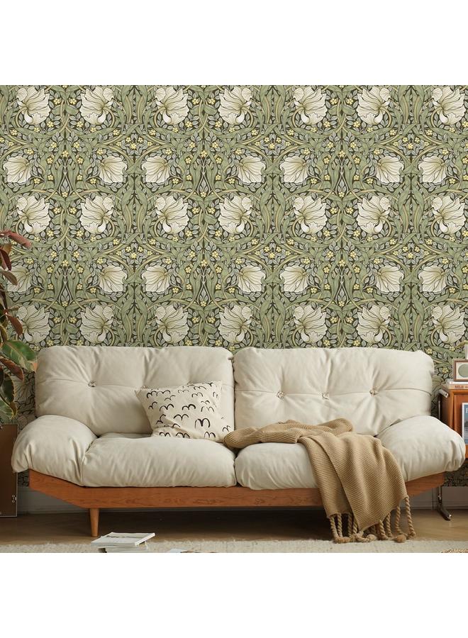 Bluejw Best Selling At Home And Abroad Living Room Background Removable Wallpaper Green Plant Flowers Seamless Self-adhesive Wallpaper RW353-355 - Image 2