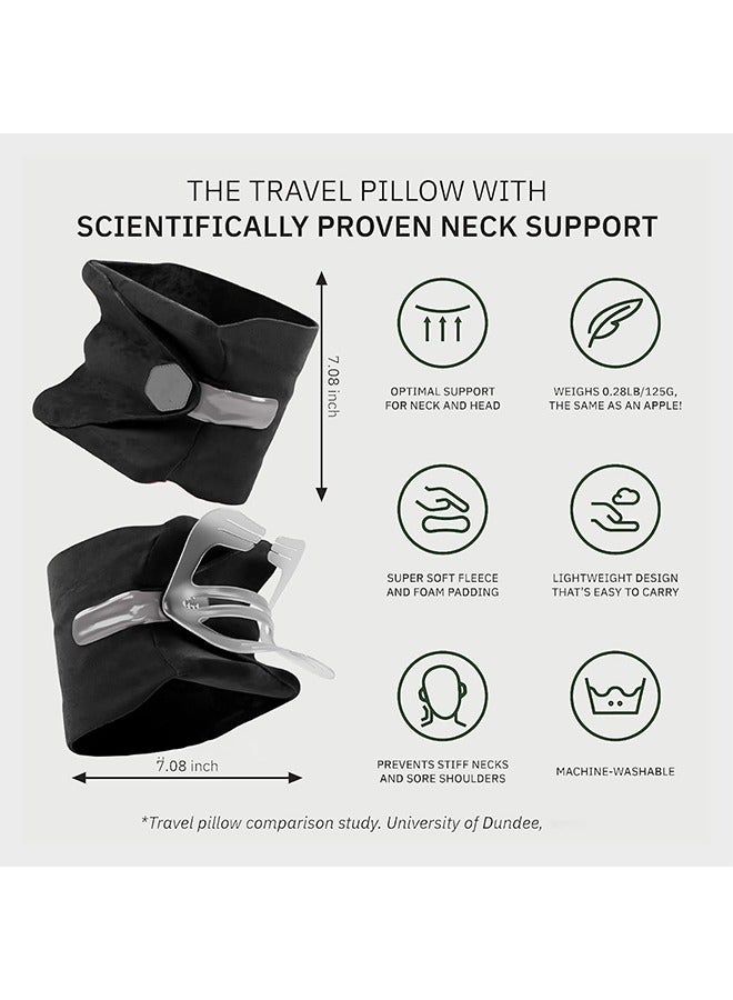 Captaintech Travel Pillow,Small Portable Head & Neck Support,Adjustable,Machine Washable,Suitable for Airplane/Car(Black) - Image 4