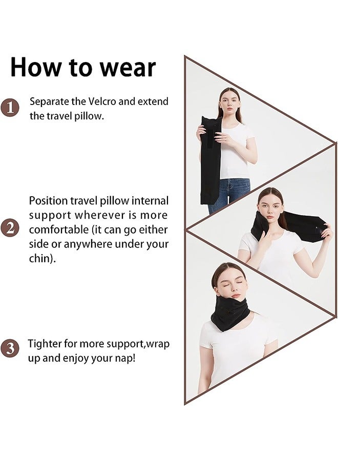 Captaintech Travel Pillow,Small Portable Head & Neck Support,Adjustable,Machine Washable,Suitable for Airplane/Car(Black) - Image 5