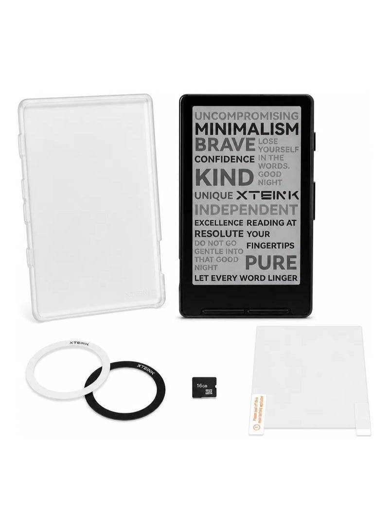 XTEINK X4 E-Book Reader Set with Protective Clear Case, 4.3" Portable Pocket E-Ink eReader with Physical Page-Turn Buttons, Ultra-Thin 0.23 inch Magnetic Ready Design,Distraction-Free Reading, 16GB Storage - Image 1