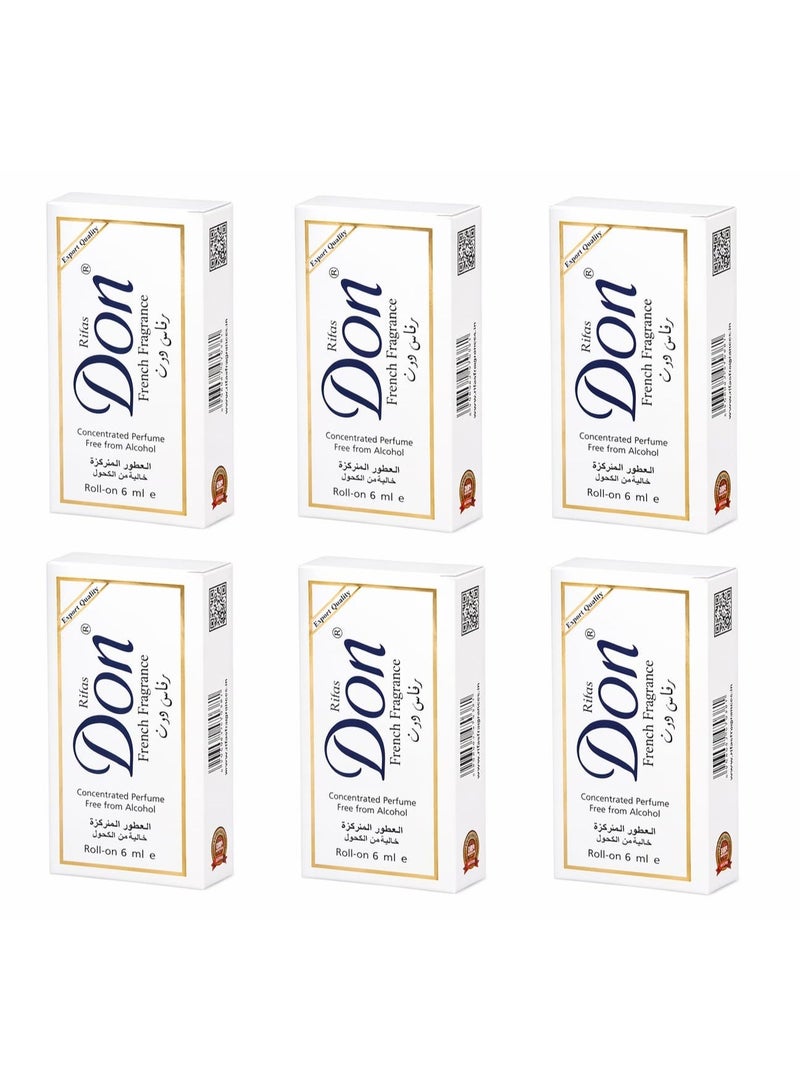 Rifas Don French Fragrance Roll-On Perfume Free From Alcohol 6 ml Pack 6 - Image 1
