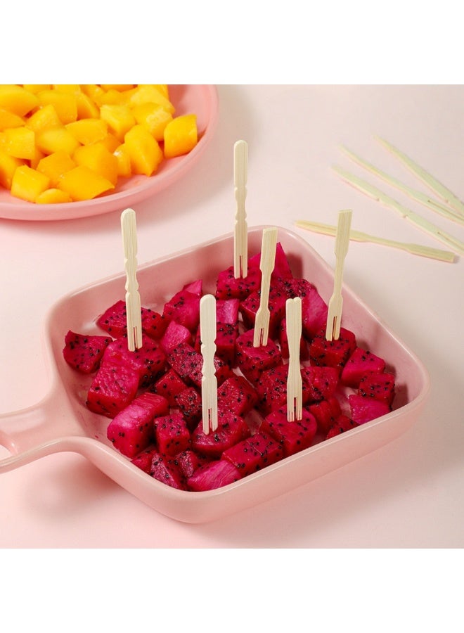 100 Pcs Disposable Bamboo Fruit Forks – Eco-Friendly Wooden Picks for Fruits, Appetizers, Desserts & Party Snacks  - Image 3