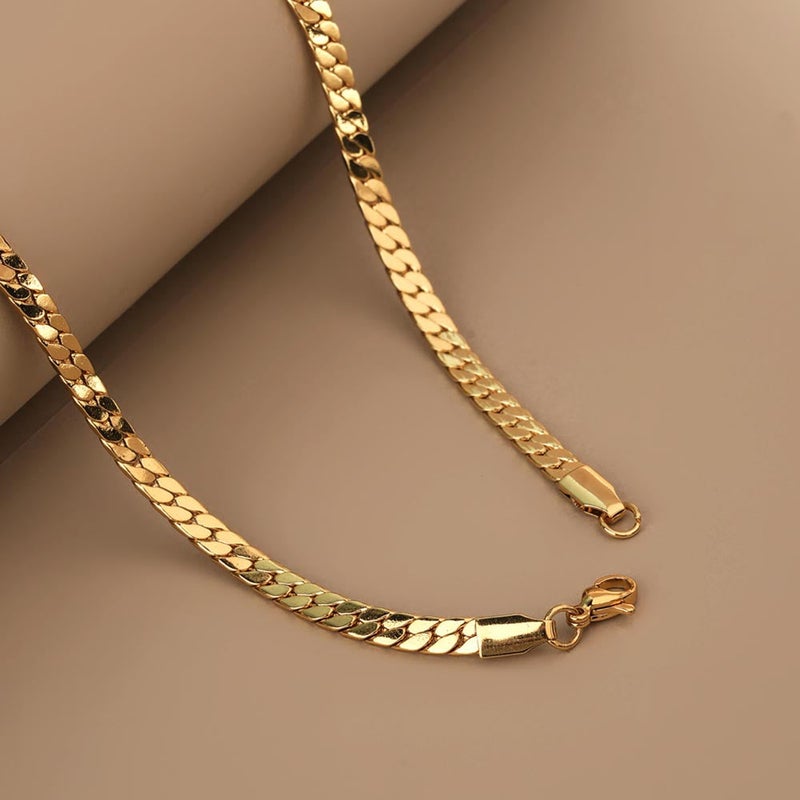 Palmonas 18K Gold Tone Plated Sleek Flat Chain For Men - Waterproof & Anti-Tarnish - Image 3