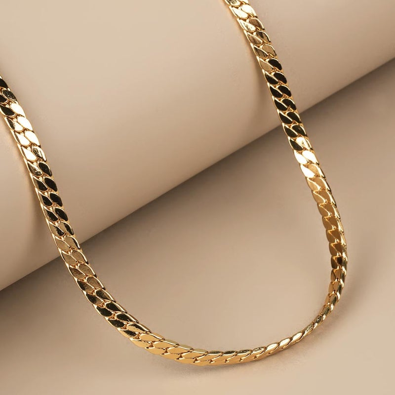 Palmonas 18K Gold Tone Plated Sleek Flat Chain For Men - Waterproof & Anti-Tarnish - Image 2