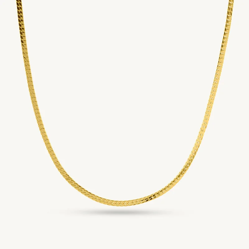 بالموناس 18K Gold Tone Plated Sleek Flat Chain For Men - Waterproof & Anti-Tarnish