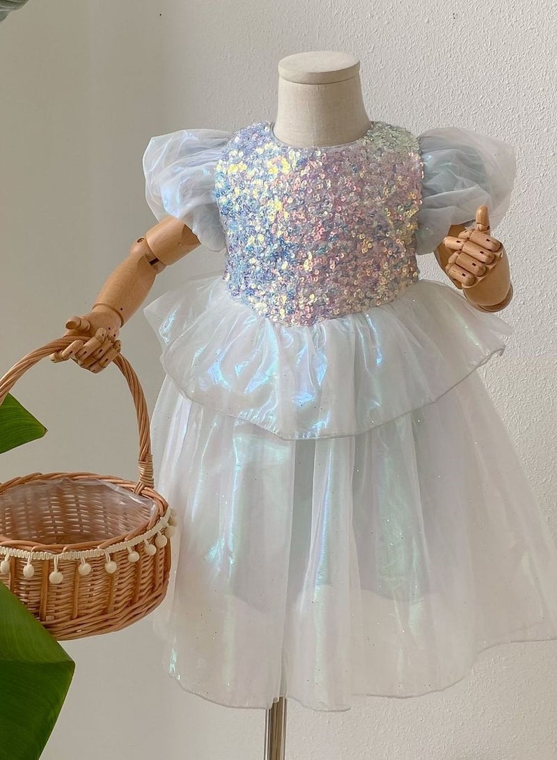فستان عيد ميلاد الأميرة للأطفال بأداء فستان منتفخ بأسلوب غربي - Image 1