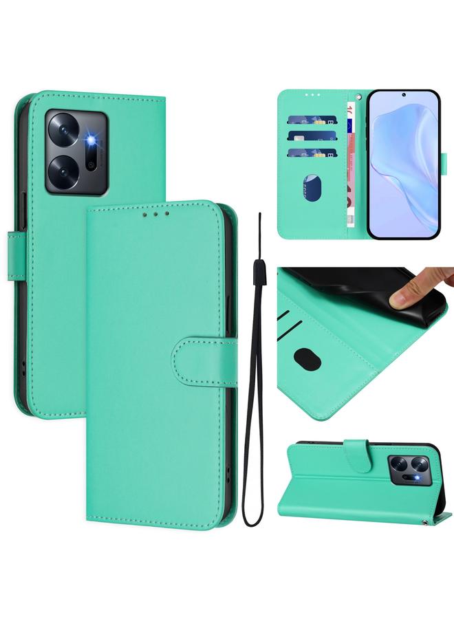 زبون جراب لهاتف Infinix Zero 20 مصنوع من الجلد بلون سادة مع حبل تعليق - Image 1