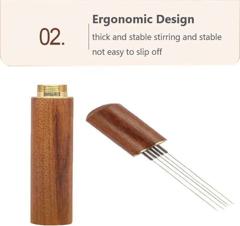 Espresso Coffee Stirrer,Wood Handle Needle coffee Tamper,Needles Distributor,Espresso - Image 1