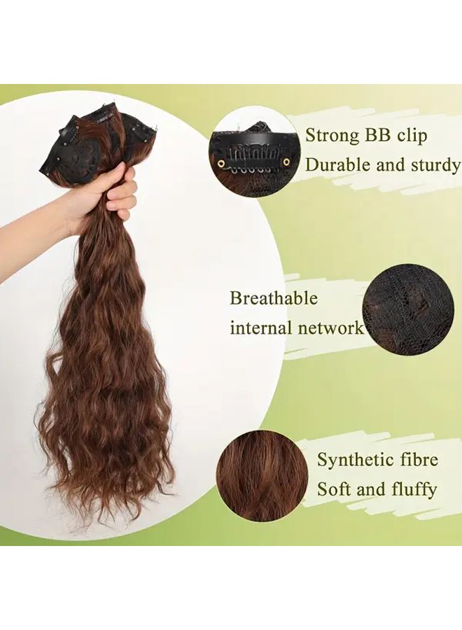 3pcs Synthetic Curly Hair Extensions 20inch Dark Brown Black Voluminous Waves - Image 3