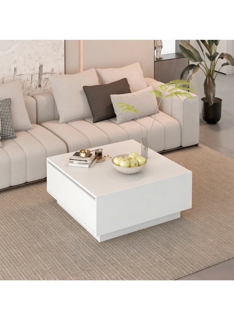 YY-ريشير طاولة قهوة لغرفة المعيشة مزودة بأدراج تخزين، طاولة قهوة خشبية مربعة حديثة 90 سم - Image 2