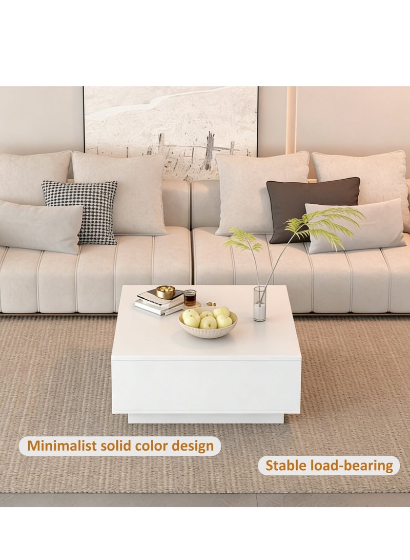 YY-ريشير طاولة قهوة لغرفة المعيشة مزودة بأدراج تخزين، طاولة قهوة خشبية مربعة حديثة 90 سم - Image 4