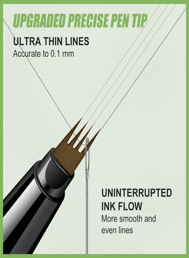 درمود قلم تحديد الحواجب بتقنية الميكروبليدينغ، أقلام حواجب مقاومة للماء للنساء، قلم تحديد حواجب طبيعي يشبه الشعر، قلم دقيق رفيع برأس رباعي الشعب لملء الحواجب السائلة، يدوم طويلاً ومقاوم للتلطخ، أسود ناعم - Image 3