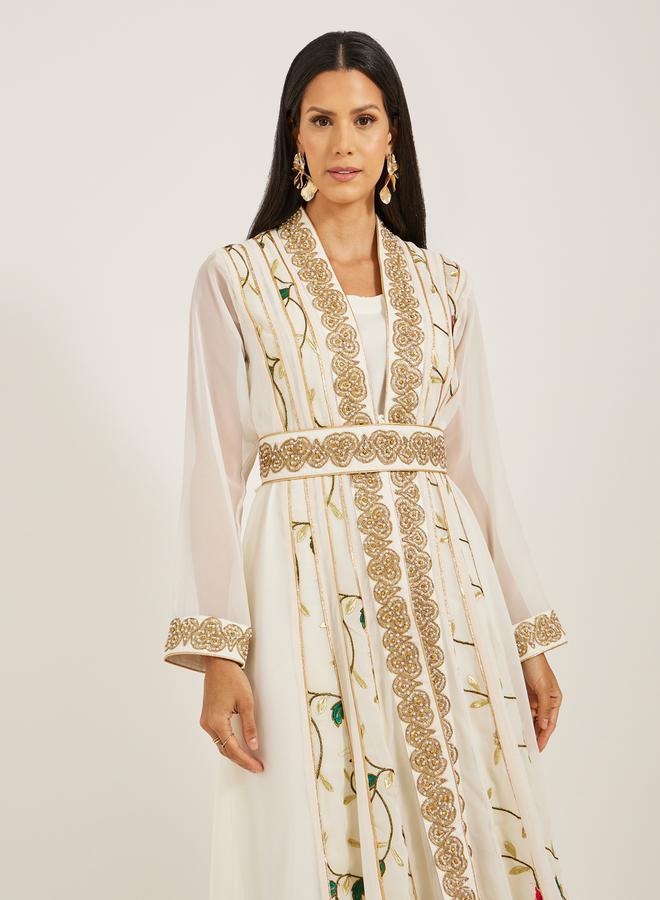مكسيم كريشن قفطان مطرز بحزام - Image 3