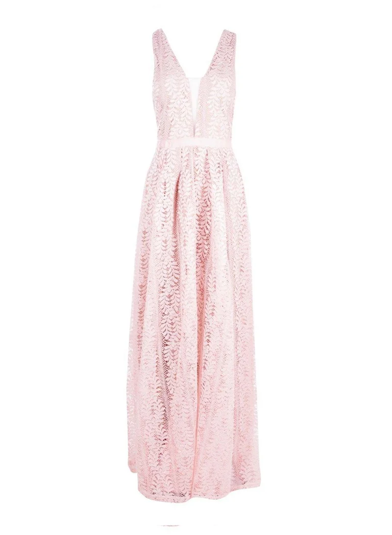 boohoo Lace Insert Plunge Neck Dress