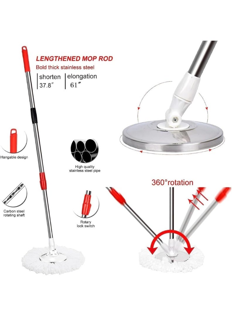 GTSOL Cleaning Spin Mop and Bucket set for floor cleaning, Stainless Steel Tube, 2 Microfiber Reusable Pads, built-in wringer, Cleaning Supplies 360 Spin Mop all in One System - Image 5