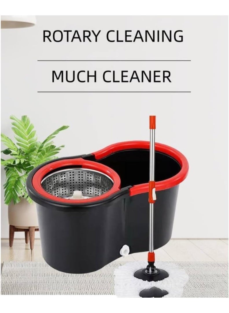 GTSOL Cleaning Spin Mop and Bucket set for floor cleaning, Stainless Steel Tube, 2 Microfiber Reusable Pads, built-in wringer, Cleaning Supplies 360 Spin Mop all in One System - Image 4