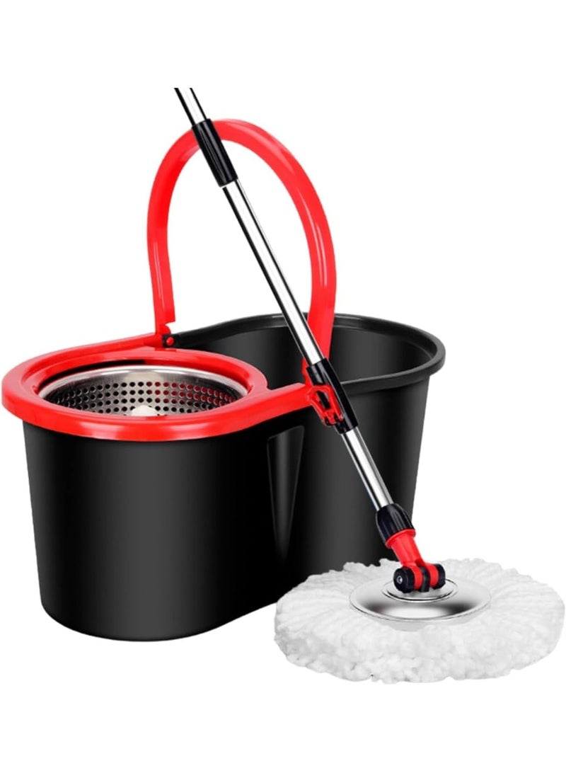 GTSOL Cleaning Spin Mop and Bucket set for floor cleaning, Stainless Steel Tube, 2 Microfiber Reusable Pads, built-in wringer, Cleaning Supplies 360 Spin Mop all in One System - Image 1