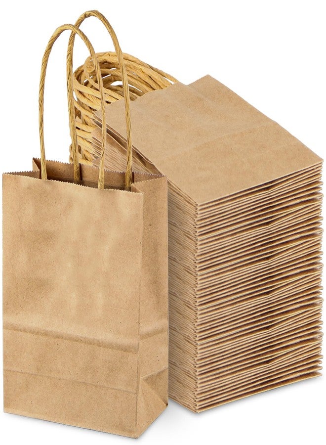 SPERPAND 50Pcs Kraft Paper Bags Mini Size - 6.5" Small Brown Paper Gift Bags with Handles, Party Favor Bag for Birthday, Wedding, Christmas, Baby Shower, Candy Bag - Image 1