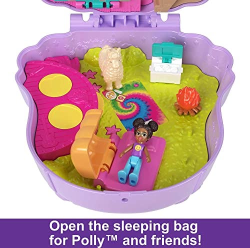 Polly Pocket Compact Playset, Llama Camp Adventure with 2 Micro Dolls & 13 Accessories, Travel Toy with Surprise Reveals - Image 4