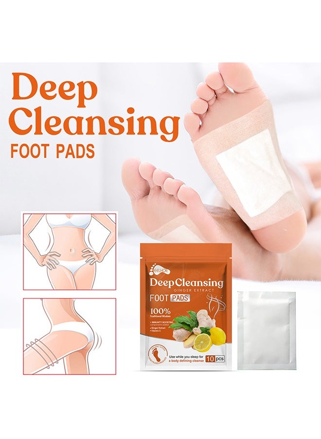 EELHOE Deep Cleansing Foot Pads - Ginger Extract And Vitamin C Foot Patch Bamboo Vinegar Soothing Meridians and Activating Meridians Relieve Physical and Mental Stress Sleep Sole Stick Foot Care 10pcs  - Image 1