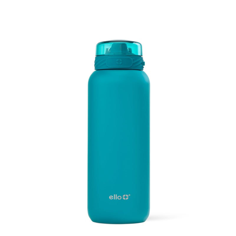 Ello Cooper 32oz Stainless Steel Water Bottle with Straw and Carry Handle, Double Walled and Vacuum Insulated Metal, Leak Proof Locking Lid with Soft Silicone Spout, Reusable, BPA Free, Antigua - Image 1