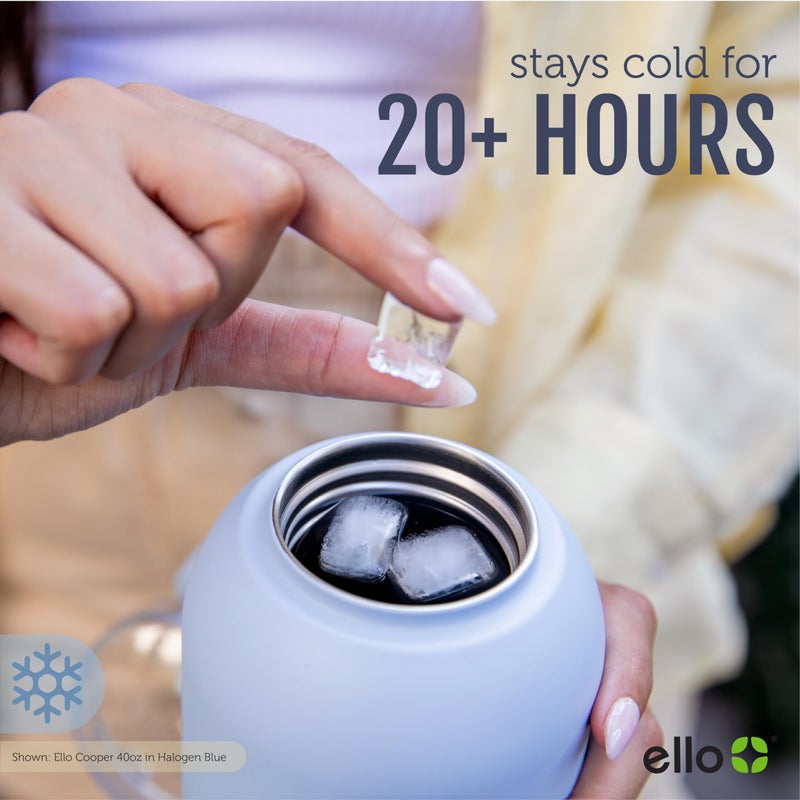 Ello Cooper 32oz Stainless Steel Water Bottle with Straw and Carry Handle, Double Walled and Vacuum Insulated Metal, Leak Proof Locking Lid with Soft Silicone Spout, Reusable, BPA Free, Antigua - Image 5