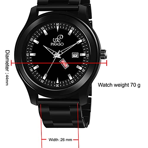 PIRASO Stainless Steel Classy Look Black Day And Date Display Chain Analog Watch For Men/Boys - Image 5