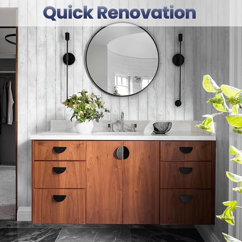 Abyssaly Peel and Stick Wallpaper 17.7" X 118" White Gray Wood Shiplap Contact Paper Self-Adhesive Removable Decorative Wall Covering Vintage Wood Plank Film for Home Decoration - Image 4
