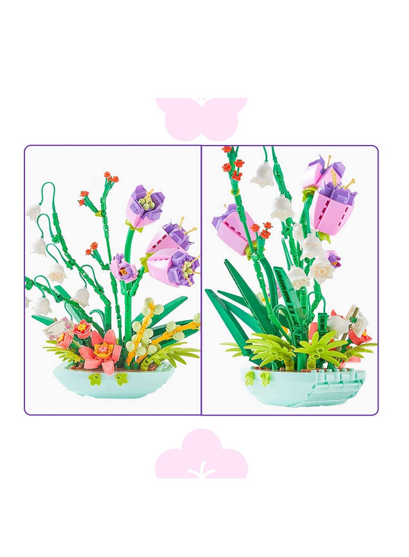 Mini Bricks Bouquet Flower Building Set Build A Flower Building Blocks Kit for Adults Toy Lovely Botanical Collection Gift for Girls 632 Pcs (Not Compatible with Lego Set - Image 4