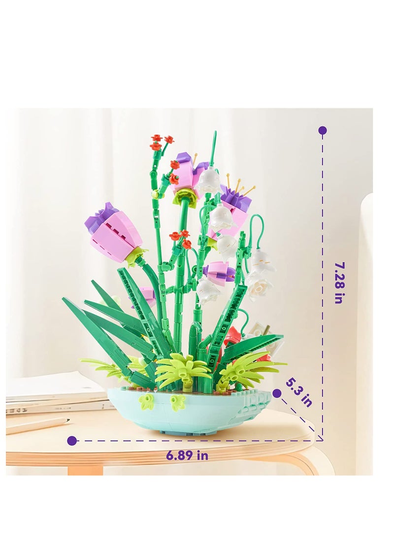 Mini Bricks Bouquet Flower Building Set Build A Flower Building Blocks Kit for Adults Toy Lovely Botanical Collection Gift for Girls 632 Pcs (Not Compatible with Lego Set - Image 5