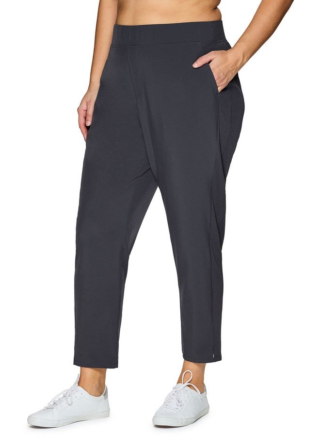 RBX RBX Women's Plus Size Stretch Woven Ankle Pant with Pockets Ribbed Side Charcoal 2X  - Image 1