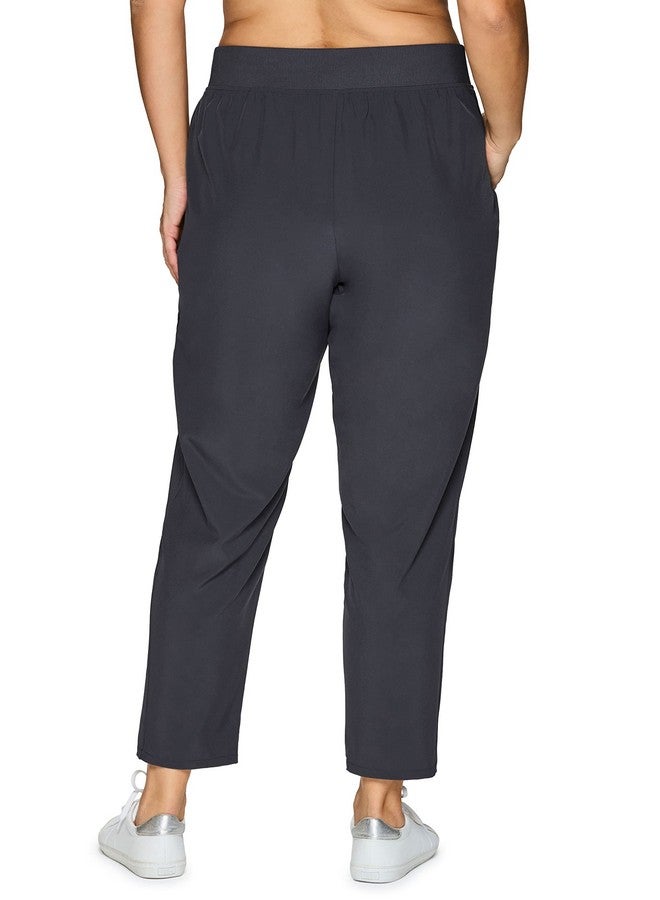 RBX RBX Women's Plus Size Stretch Woven Ankle Pant with Pockets Ribbed Side Charcoal 2X  - Image 3